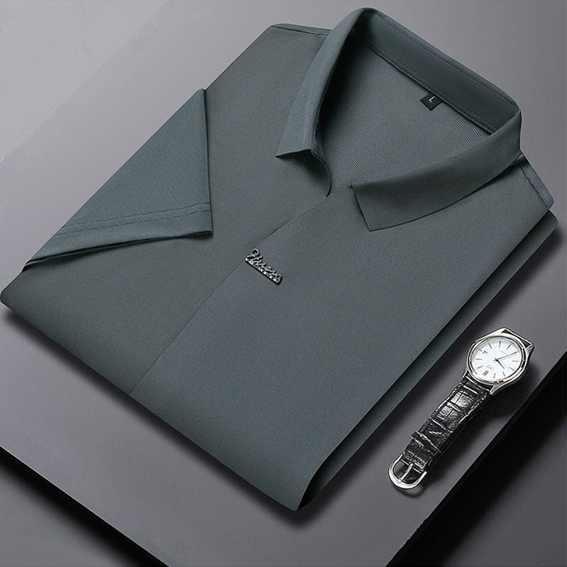 Men’s Casual Lapel T-shirt Wrinkle-Free Breathable Summer Tee