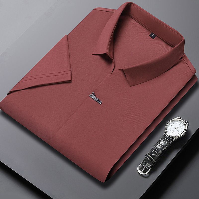 Men’s Casual Lapel T-shirt Wrinkle-Free Breathable Summer Tee