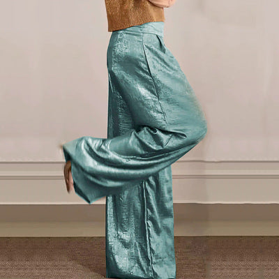 Women's Two-Piece Casual Suit Short Sleeve Top Wide Leg Pants