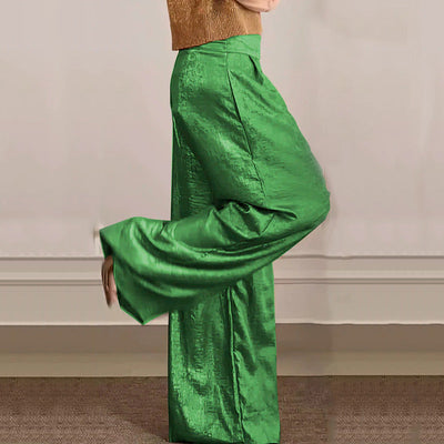 Women's Two-Piece Casual Suit Short Sleeve Top Wide Leg Pants
