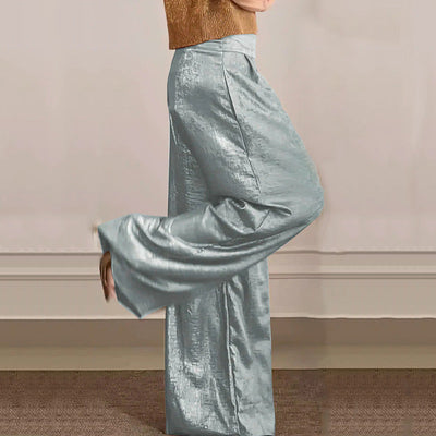 Women's Two-Piece Casual Suit Short Sleeve Top Wide Leg Pants