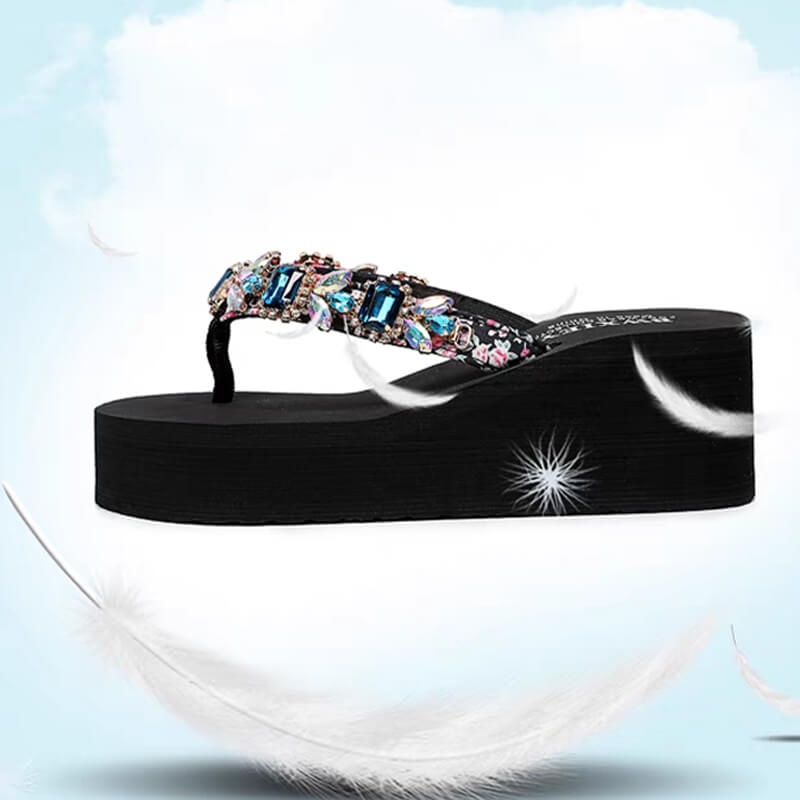 Rhinestone Flip Flops Sparkling Beach Sandals For Women