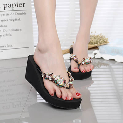 Rhinestone Flip Flops Sparkling Beach Sandals For Women