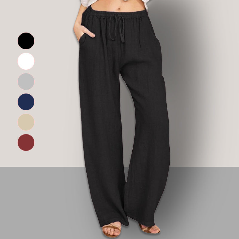Women's Linen Wide Leg Pants Summer Cotton Casual Trousers