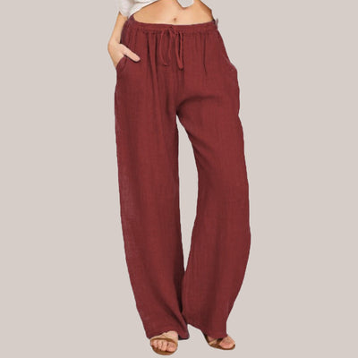 Women's Linen Wide Leg Pants Summer Cotton Casual Trousers
