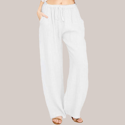 Women's Linen Wide Leg Pants Summer Cotton Casual Trousers