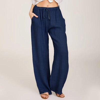 Women's Linen Wide Leg Pants Summer Cotton Casual Trousers