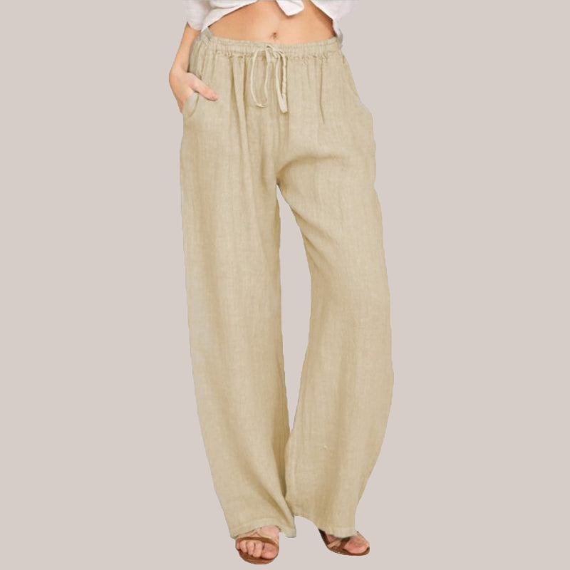 Women's Linen Wide Leg Pants Summer Cotton Casual Trousers