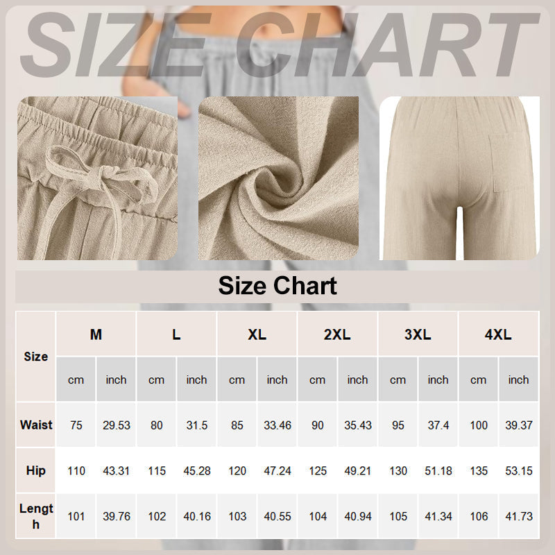 Women's Linen Wide Leg Pants Summer Cotton Casual Trousers