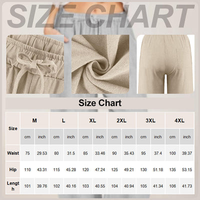 Women's Linen Wide Leg Pants Summer Cotton Casual Trousers