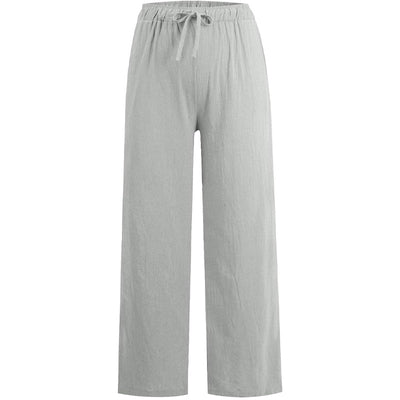 Women's Linen Wide Leg Pants Summer Cotton Casual Trousers