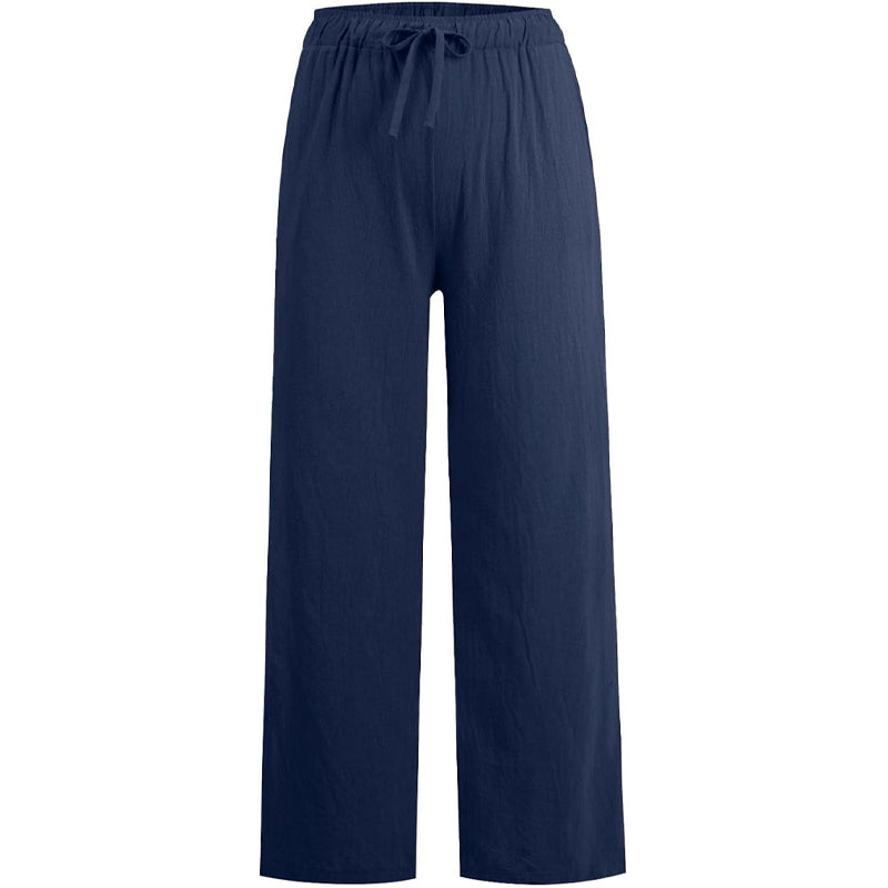 Women's Linen Wide Leg Pants Summer Cotton Casual Trousers