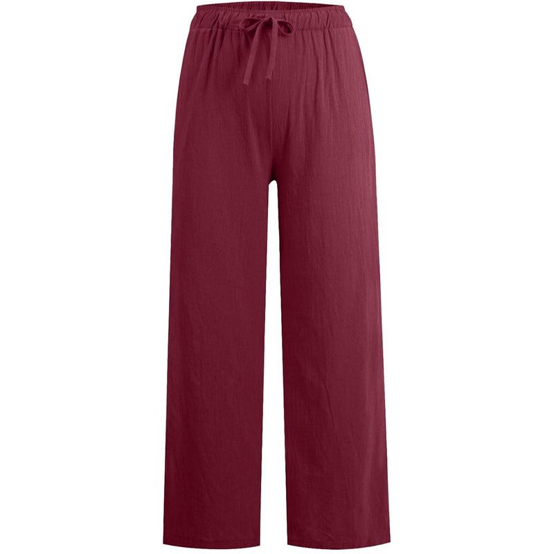 Women's Linen Wide Leg Pants Summer Cotton Casual Trousers