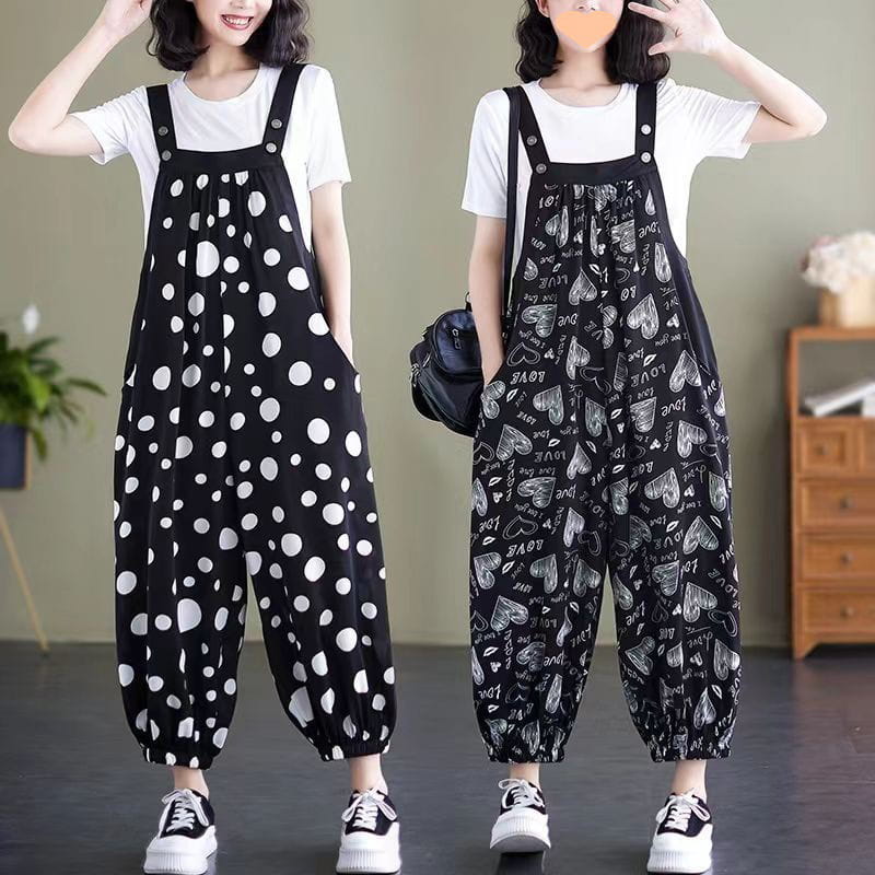 Casual Loose Jumpsuit With Pockets And Solid Color T-Shirt Set