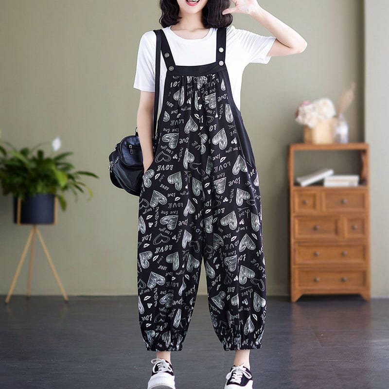 Casual Loose Jumpsuit With Pockets And Solid Color T-Shirt Set
