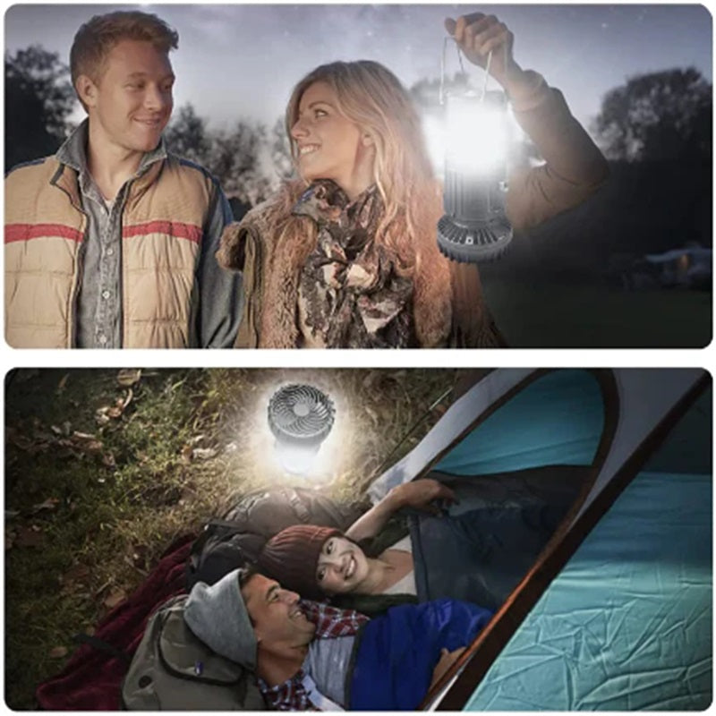 Portable Solar Camping Light With Built-in Adventure Fan Combo