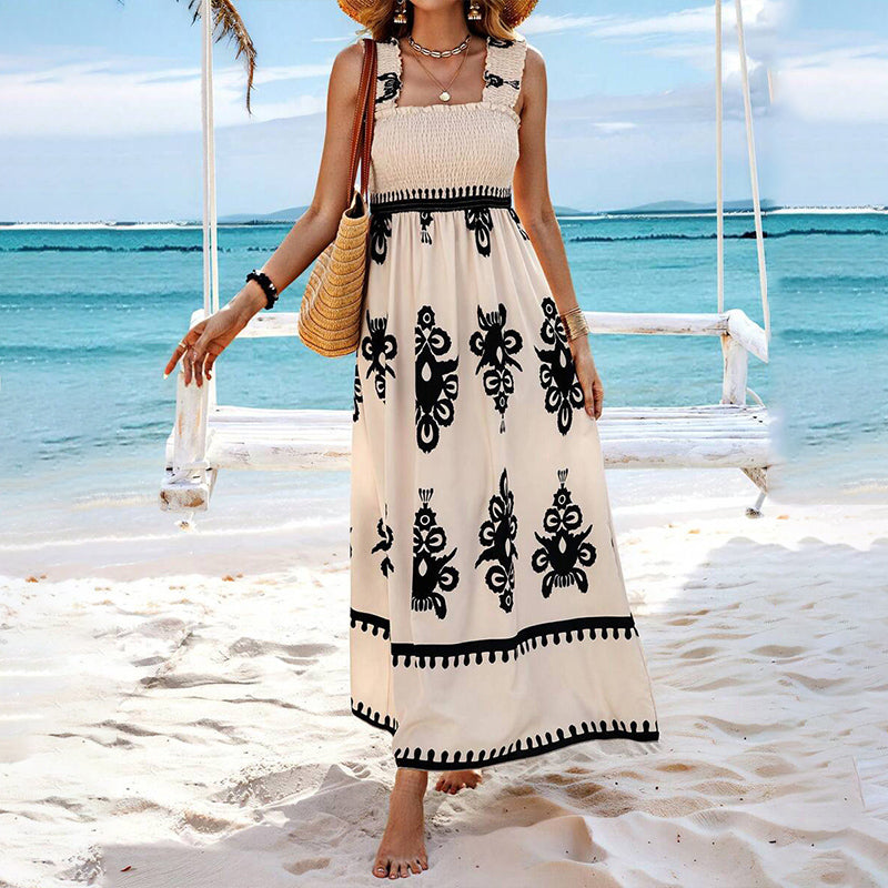Summer Print Sleeveless Dress For Women Flowy Long Casual Wear