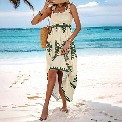 Summer Print Sleeveless Dress For Women Flowy Long Casual Wear