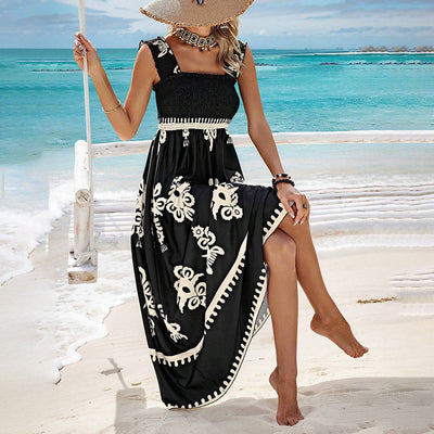 Summer Print Sleeveless Dress For Women Flowy Long Casual Wear