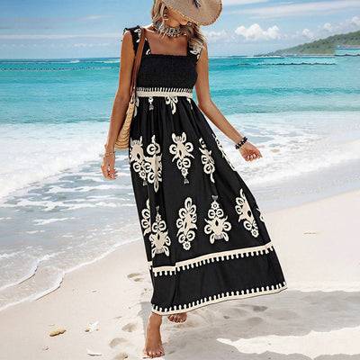 Summer Print Sleeveless Dress For Women Flowy Long Casual Wear