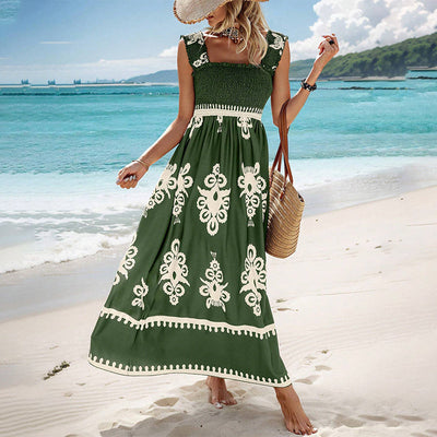 Summer Print Sleeveless Dress For Women Flowy Long Casual Wear