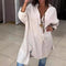 Summer Casual Cotton Linen V Neck Shirt Lightweight Breathable