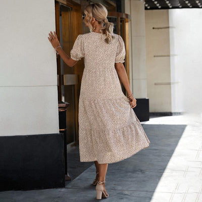 Women's Printed Ruffle Sleeve Dress Elegant Charming Stylish Design