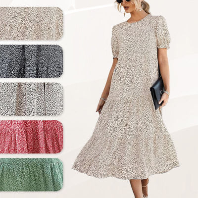 Women's Printed Ruffle Sleeve Dress Elegant Charming Stylish Design