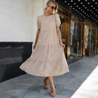 Women's Printed Ruffle Sleeve Dress Elegant Charming Stylish Design