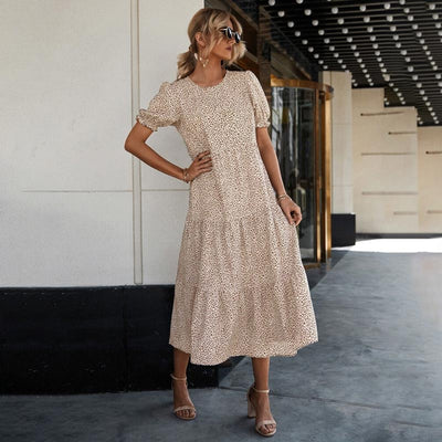 Women's Printed Ruffle Sleeve Dress Elegant Charming Stylish Design