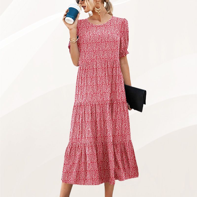 Women's Printed Ruffle Sleeve Dress Elegant Charming Stylish Design