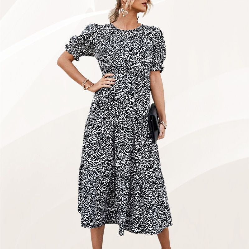 Women's Printed Ruffle Sleeve Dress Elegant Charming Stylish Design