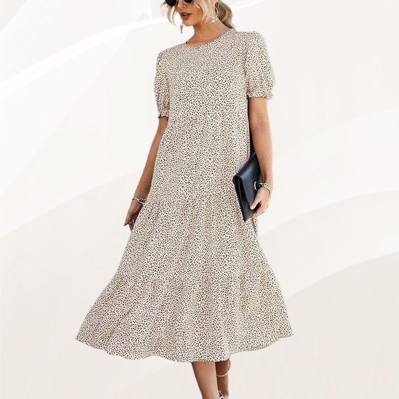 Women's Printed Ruffle Sleeve Dress Elegant Charming Stylish Design