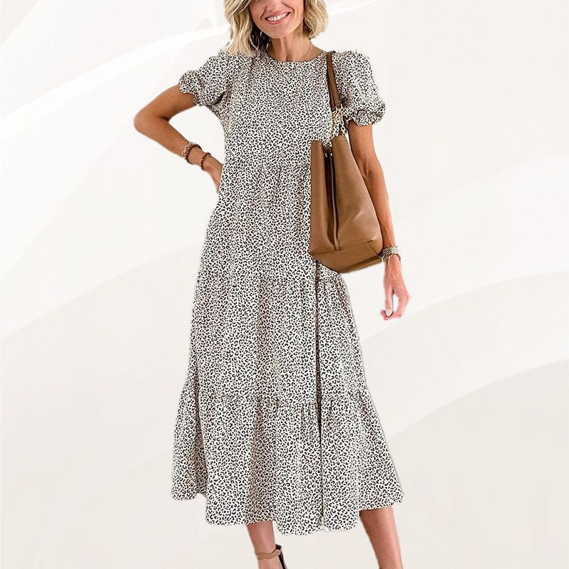 Women's Printed Ruffle Sleeve Dress Elegant Charming Stylish Design
