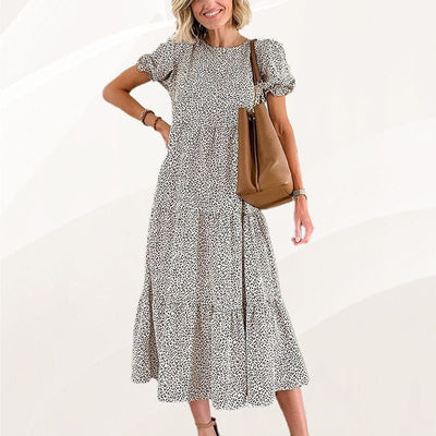 Women's Printed Ruffle Sleeve Dress Elegant Charming Stylish Design