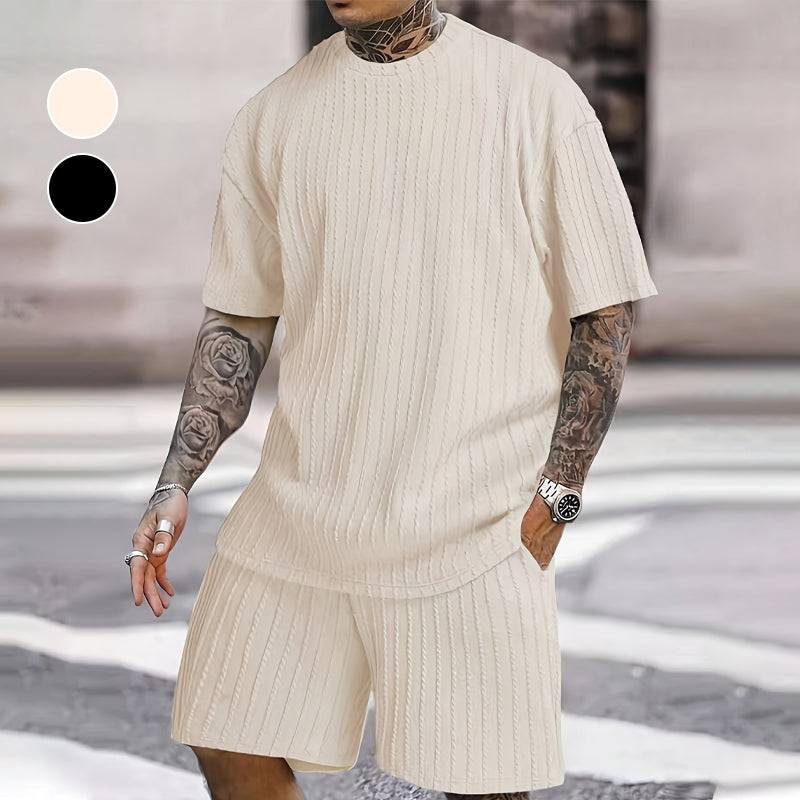 Men’s Summer 2-piece Set Casual T-shirt And Drawstring Shorts