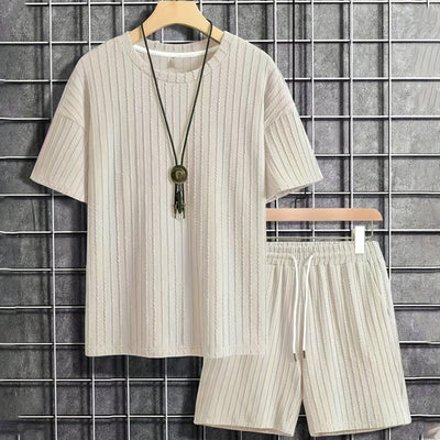 Men’s Summer 2-piece Set Casual T-shirt And Drawstring Shorts