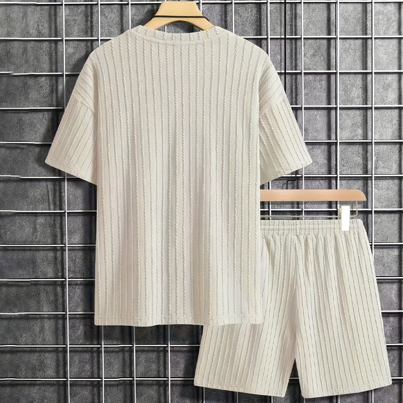 Men’s Summer 2-piece Set Casual T-shirt And Drawstring Shorts