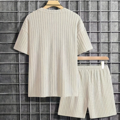 Men’s Summer 2-piece Set Casual T-shirt And Drawstring Shorts