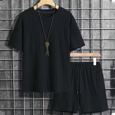 Men’s Summer 2-piece Set Casual T-shirt And Drawstring Shorts
