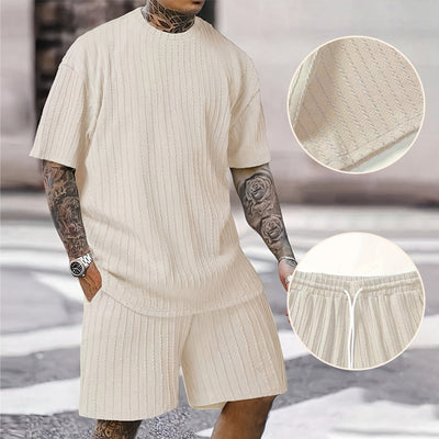 Men’s Summer 2-piece Set Casual T-shirt And Drawstring Shorts