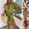 Women's Cotton Linen Jumpsuit V Neck Lightweight Breathable Elegant