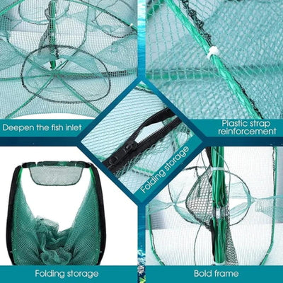 Auto-Foldable Fishing Trap Net Durable Portable Foldable Design