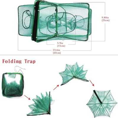 Auto-Foldable Fishing Trap Net Durable Portable Foldable Design