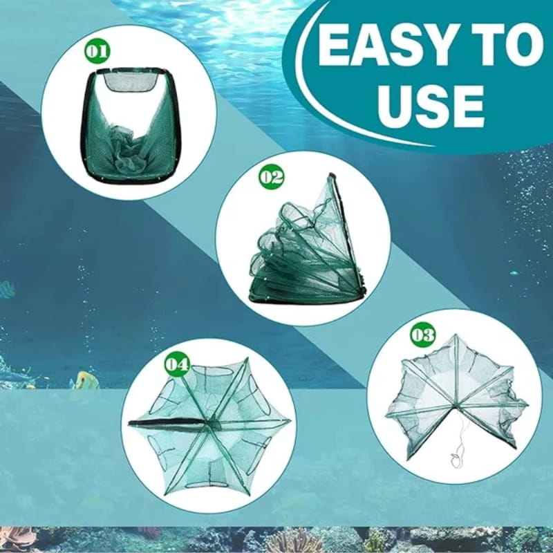 Auto-Foldable Fishing Trap Net Durable Portable Foldable Design