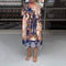 Printed V-neck Midi Dress Loose Fit Stylish Printed Design