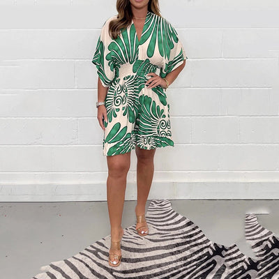 Women's Floral Jumpsuit Casual Short Sleeve Spring Plant Print