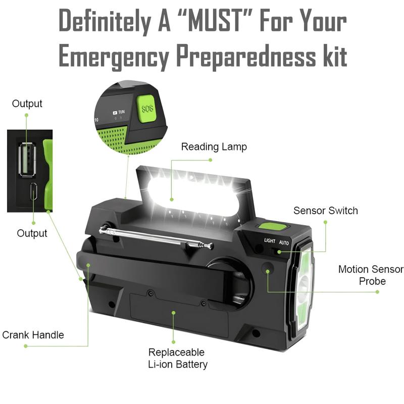 All-in-One Emergency Solar Powered Radio With Multi-Function Features