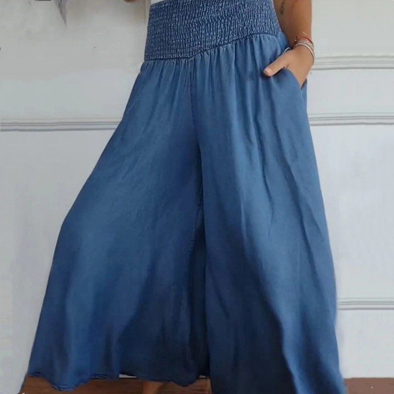 Women's High Waist Wide Leg Jeans With Stylish Pockets