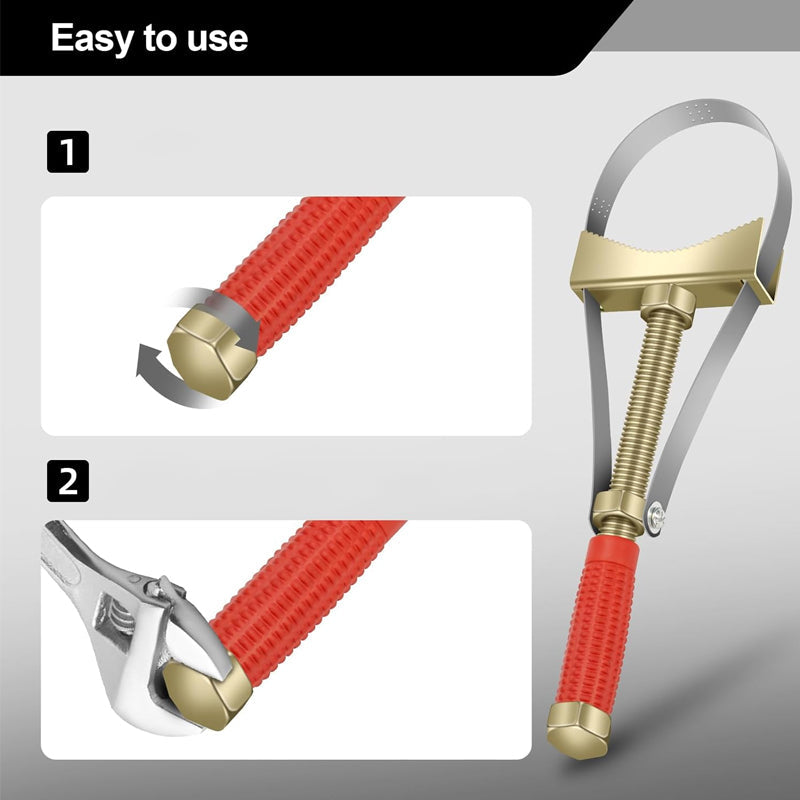 Auto Oil Filter Wrench Adjustable Steel Strap Durable Tool